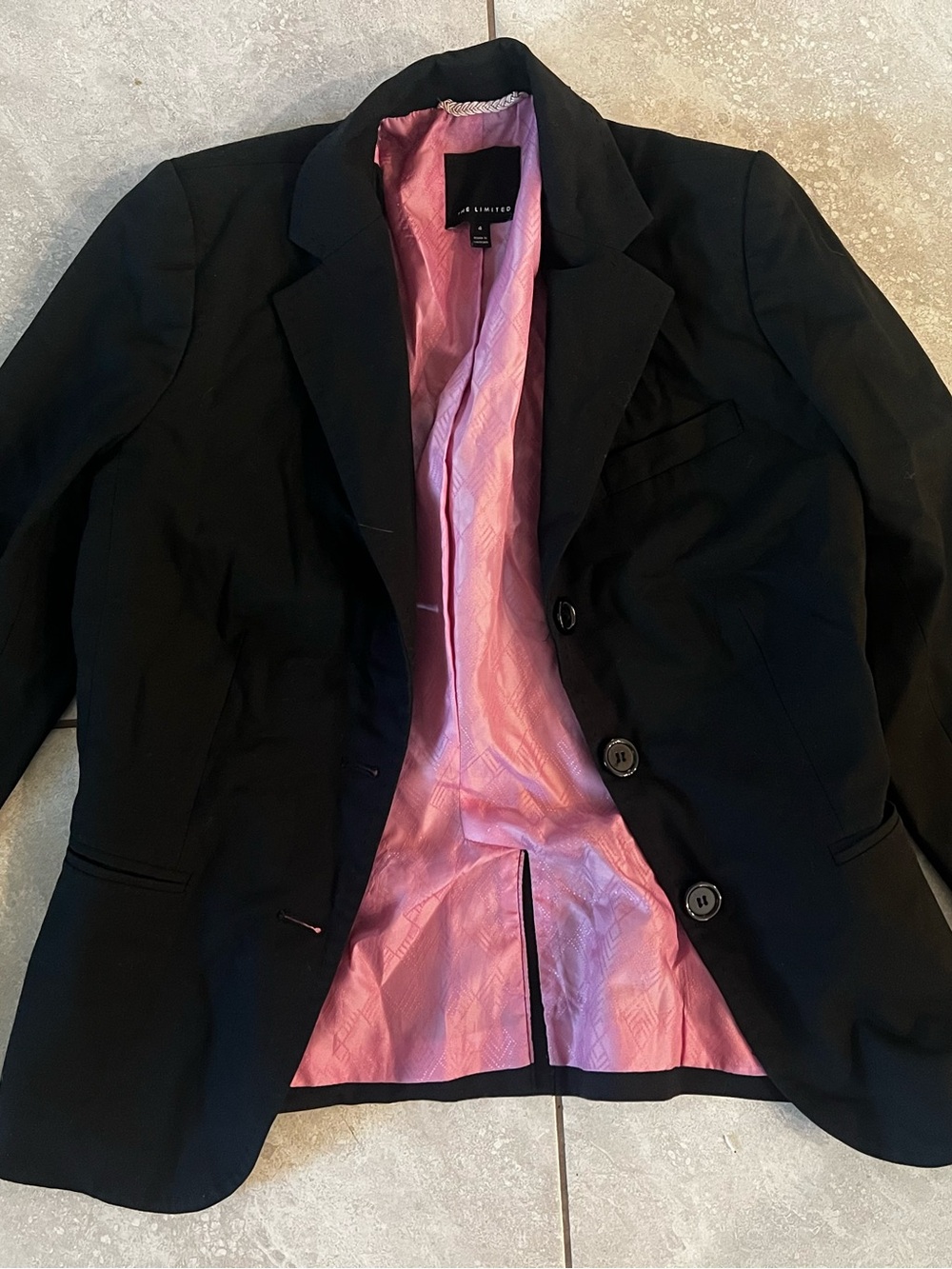 Ann Taylor Black Blazer with Pink Lining